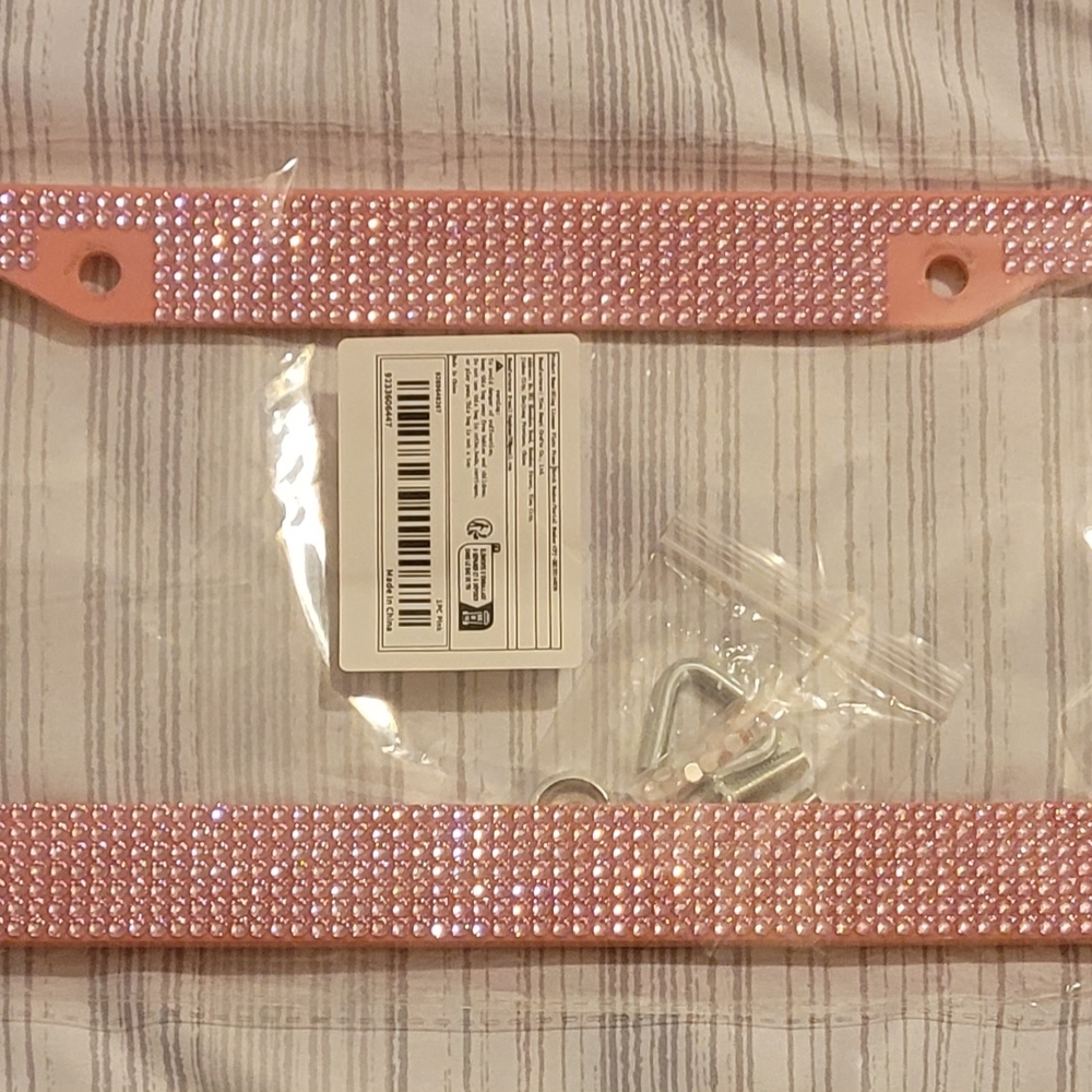 Pink Rhinestone License Plate Frame